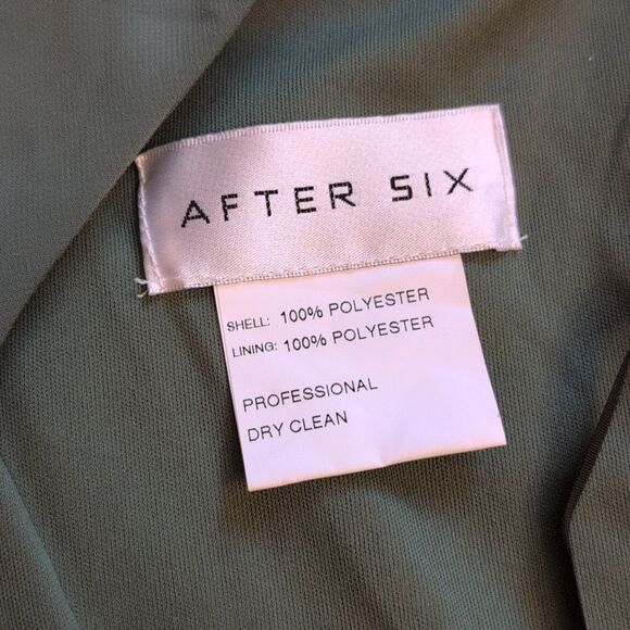 NWT After Six Skinny One-Shoulder Trumpet Gown Front Slit Vineyard Green Size 16 - Picture 11 of 15